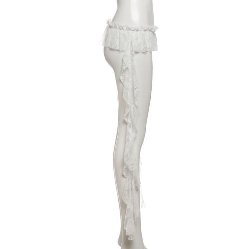 Gothic Romance Lace Ruffle Wide-Leg Pants - Dark Academia & Fall Fashion Essential