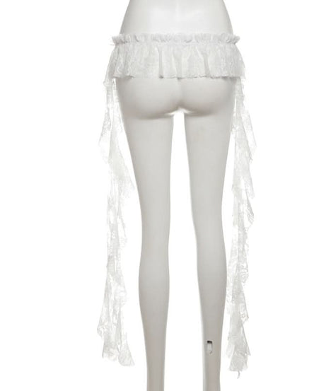 Gothic Romance Lace Ruffle Wide-Leg Pants - Dark Academia & Fall Fashion Essential