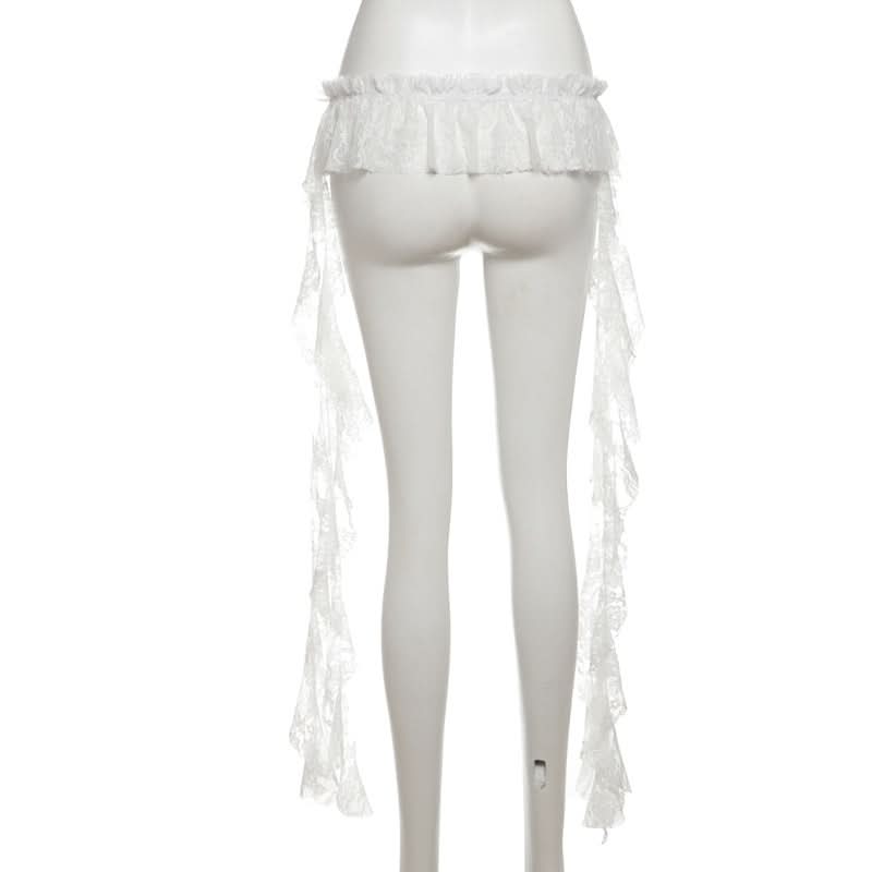 Gothic Romance Lace Ruffle Wide-Leg Pants - Dark Academia & Fall Fashion Essential