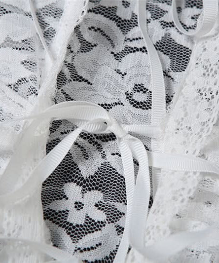 Fall Escape Ready: Dreamy White Lace Maxi Set - Long Sleeve Crop Top & Sheer Skirt