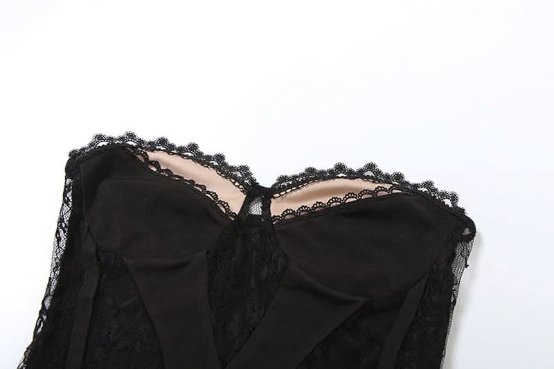 Sultry Black Lace Corset Top | Strapless Sweetheart Bustier for Fall Nights, Halloween & Holiday Parties