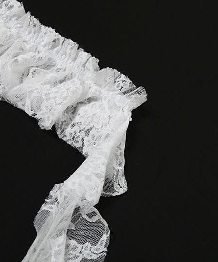 Gothic Romance Lace Ruffle Wide-Leg Pants - Dark Academia & Fall Fashion Essential