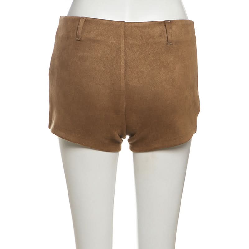 Fall Boho Faux Suede High-Waist Shorts with Statement Fringe Belt & Embroidery