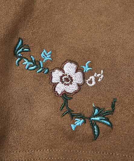 Fall Boho Faux Suede High-Waist Shorts with Statement Fringe Belt & Embroidery