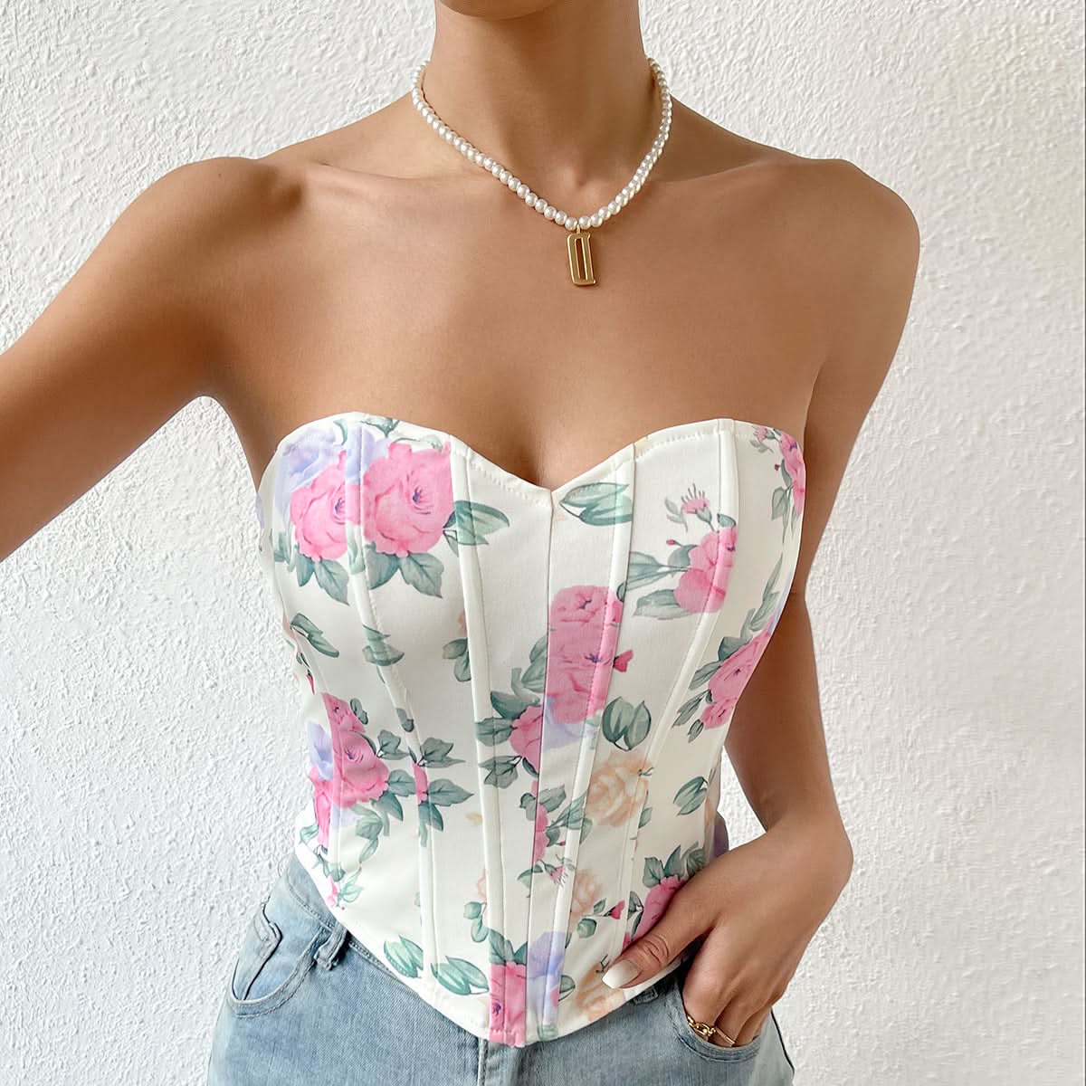Autumn Rose Sweetheart Corset Top - Chic Floral & Flattering for Fall