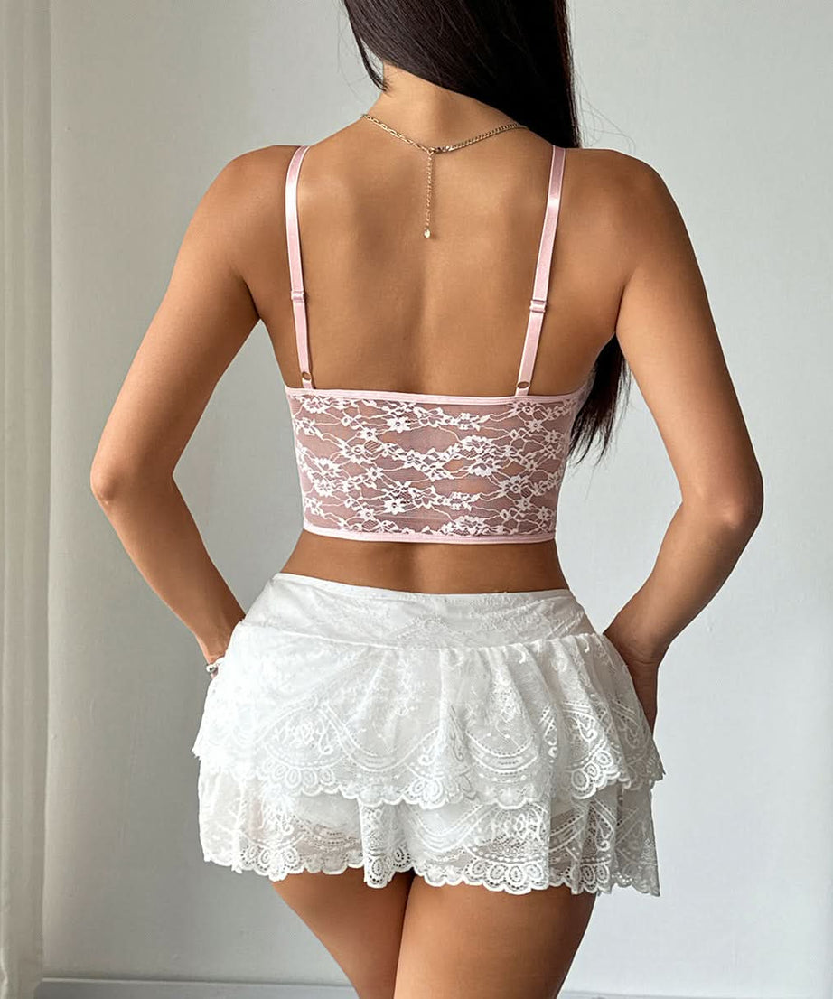 Sultry Wine Red Corset Cami Top - Luxe Satin & Lace Bustier for Fall Nights & Parties