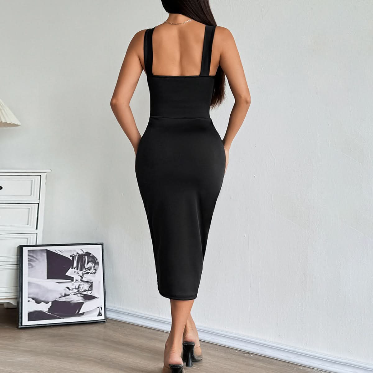 Sultry Corset-Style Mesh Ruched Bodycon Midi Dress – Your Ultimate Fall & Holiday Party Statement
