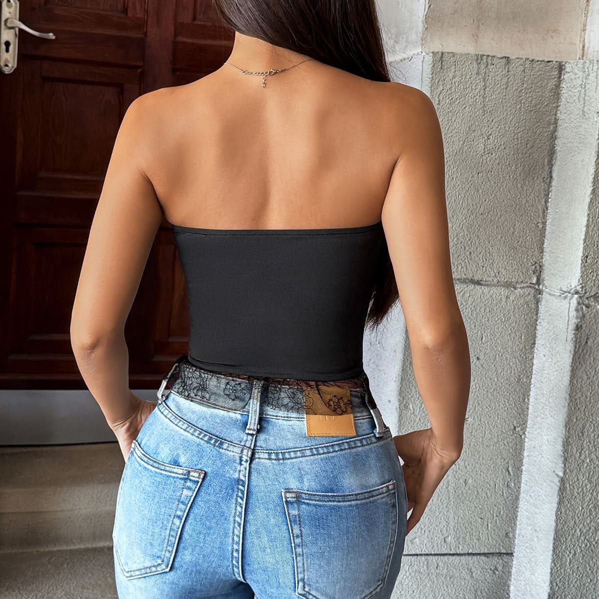 Enchanting Black Lace Bow Bustier Top - Fall Nights & Party Perfect