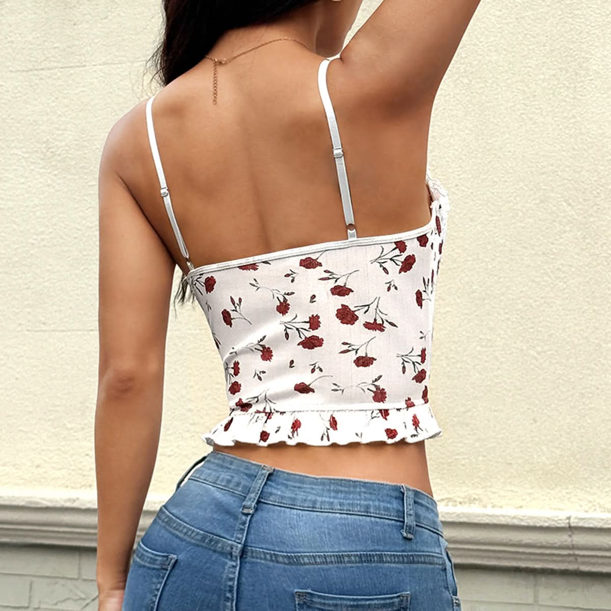 Sweetheart Rose Floral Bustier Cami Top - Autumn Chic & Layering Essential