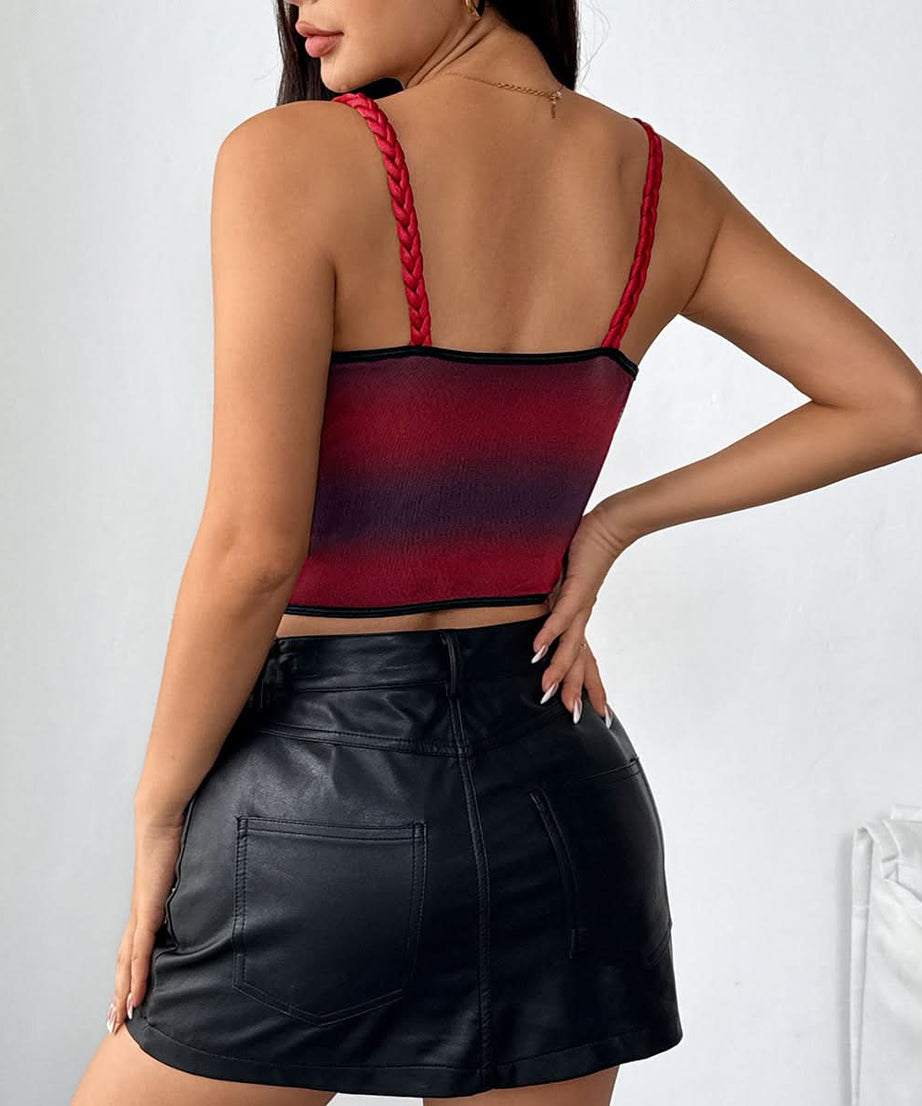 Fall Glam Ombre Ruched Corset Top | Braided Straps | Chic Date Night & Party Bustier