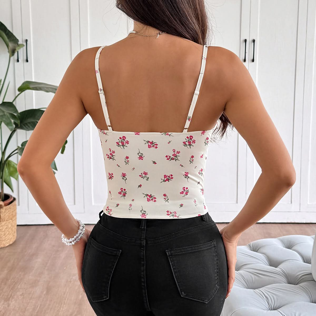 Chic Floral Lace-Up Corset Cami Top - Your Must-Have Fall Transition Piece