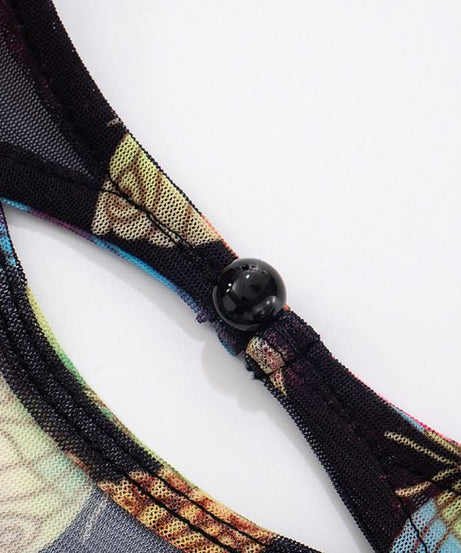 Vibrant Butterfly Sheer Mesh Romper | Long Sleeve Bodycon for Fall Parties, Halloween & Night Outs