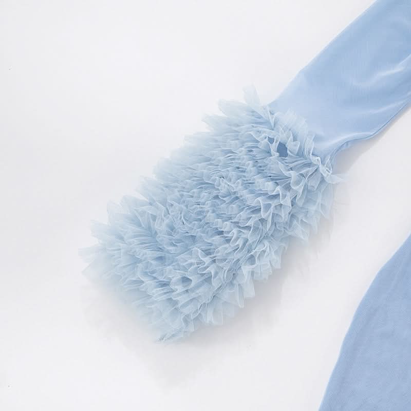 Seductive Black Mesh Cutout Mini Dress with Ruffle Sleeves | Fall & Halloween Party Ready