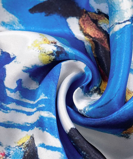 Vibrant Abstract Halter Top & Royal Blue Shorts Set - Your Chic Fall Getaway Essential