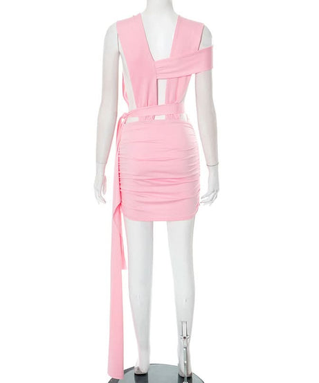 Red Hot Plunge & O-Ring Cutout Ruched Mini Dress - Your Daring Holiday Party & NYE Statement