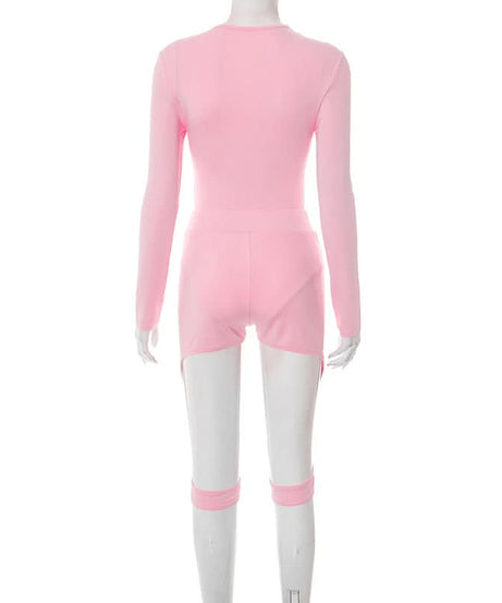 Slay the Night: Black Cut-Out Long Sleeve Romper with Strappy Detail - Fall Party & Clubwear