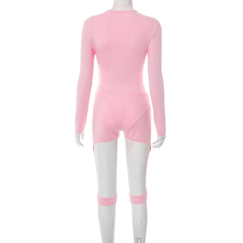 Slay the Night: Black Cut-Out Long Sleeve Romper with Strappy Detail - Fall Party & Clubwear