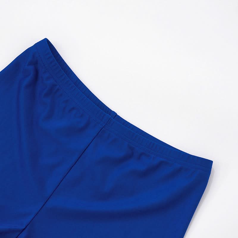 Vibrant Abstract Halter Top & Royal Blue Shorts Set - Your Chic Fall Getaway Essential