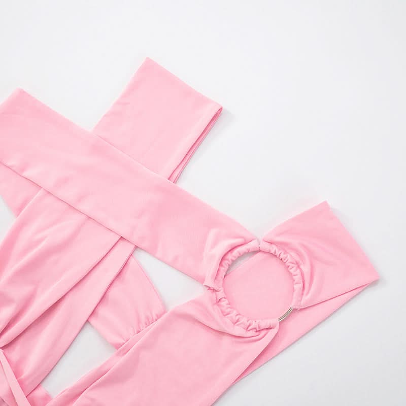 Red Hot Plunge & O-Ring Cutout Ruched Mini Dress - Your Daring Holiday Party & NYE Statement