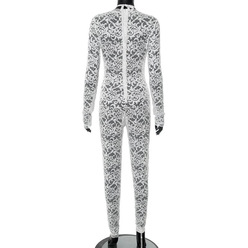 Sultry Sheer Lace O-Ring Jumpsuit - Elevate Your Fall Party & Night Out Style