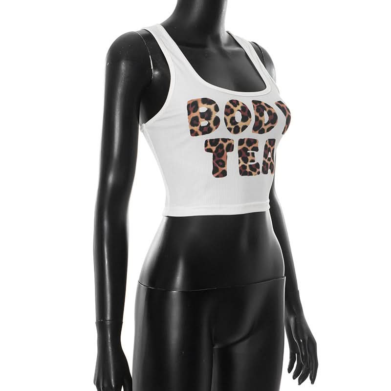Trendy Leopard Print 'BODY TEA' Ribbed Crop Tank Top – Your Fall Fashion & Layering Essential
