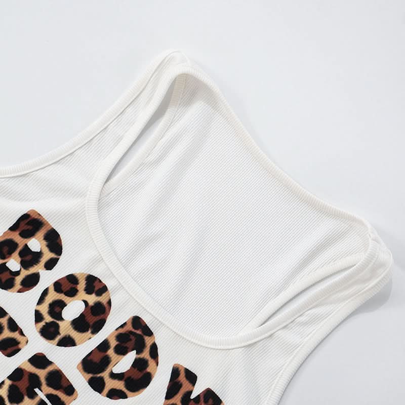 Trendy Leopard Print 'BODY TEA' Ribbed Crop Tank Top – Your Fall Fashion & Layering Essential