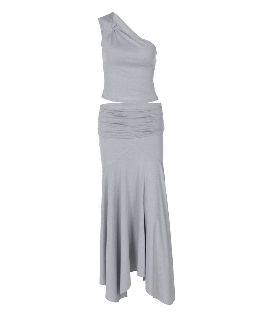 Chic Draped One-Shoulder Maxi Skirt Set - Your Effortless Fall Style Staple