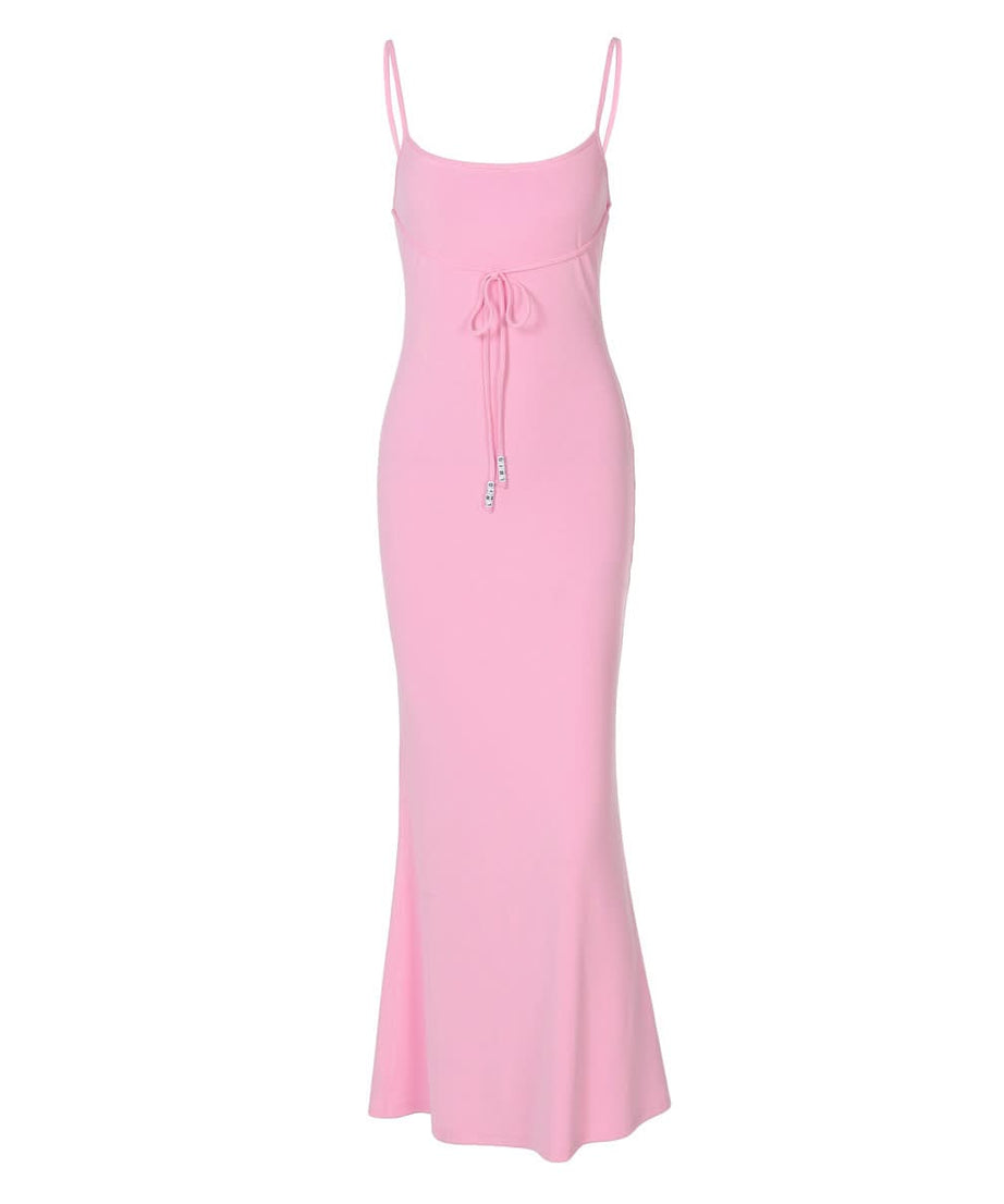 Stunning Blush Pink Backless Self-Tie Cami Maxi Dress - Perfect for Fall Events & Holiday Glam