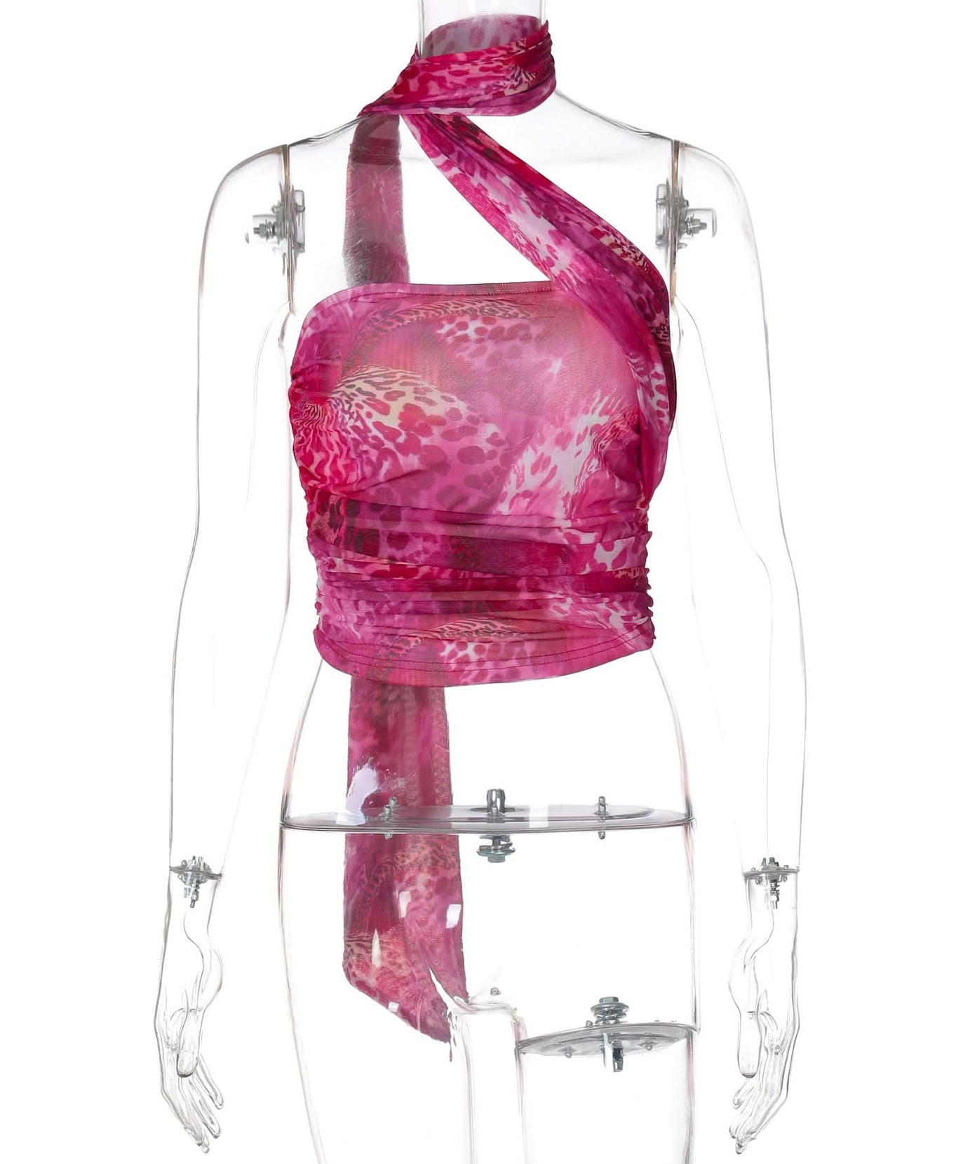 Electric Pink Leopard Halter Crop Top: Your Ultimate Statement for Fall Parties & Nights Out