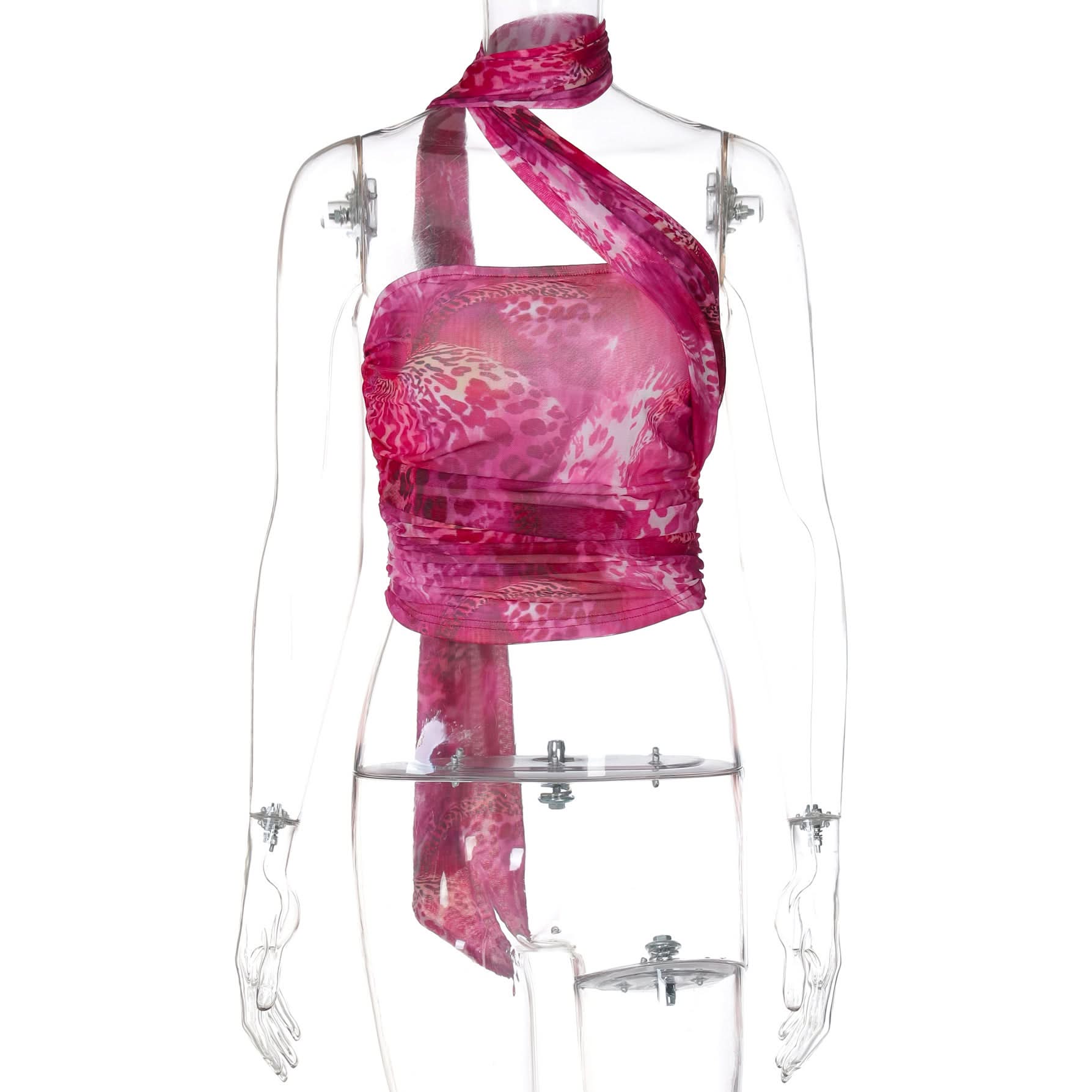 Electric Pink Leopard Halter Crop Top: Your Ultimate Statement for Fall Parties & Nights Out