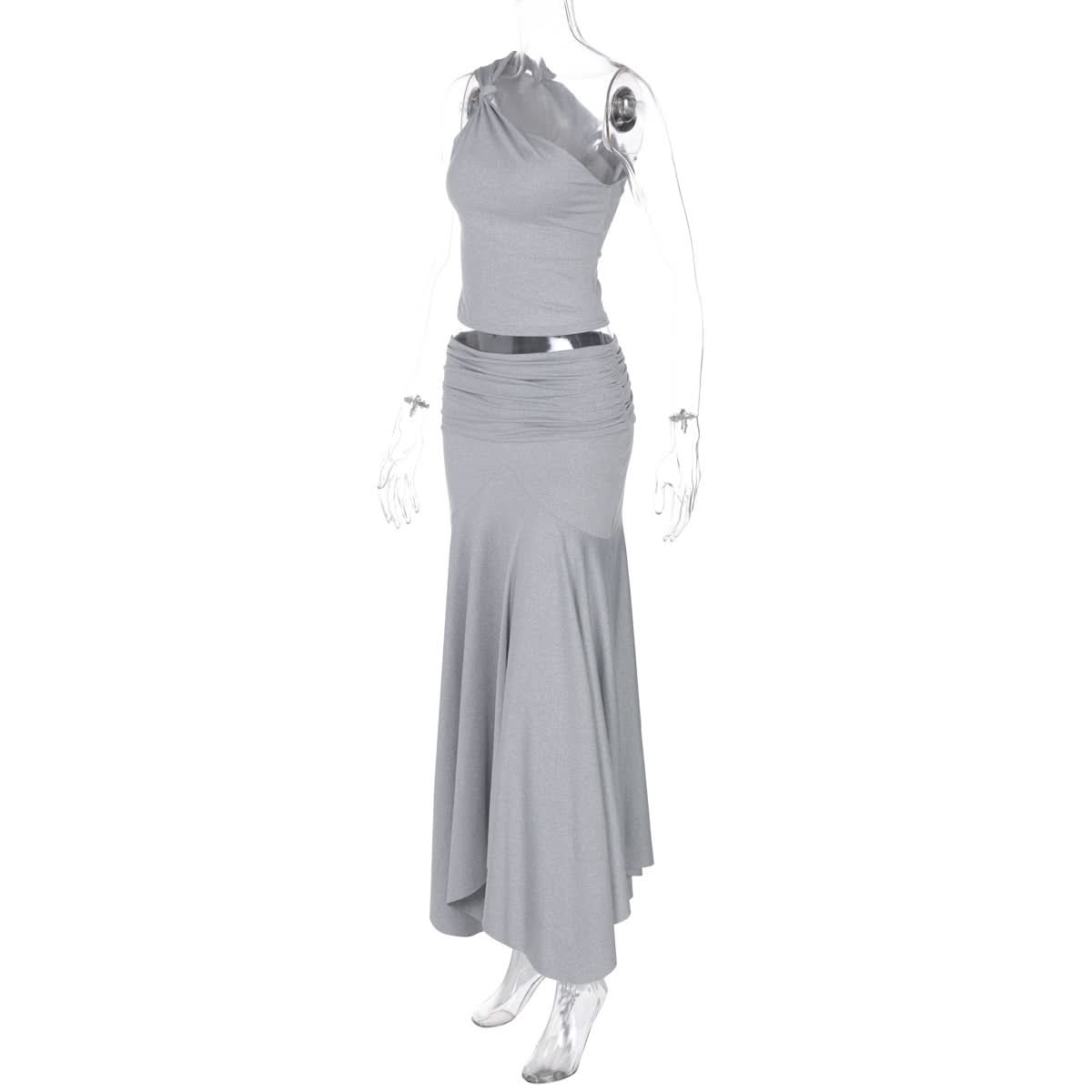 Chic Draped One-Shoulder Maxi Skirt Set - Your Effortless Fall Style Staple