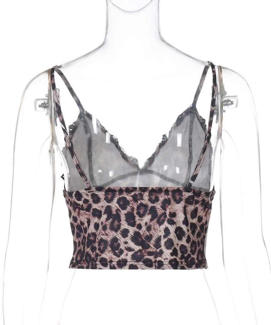 Untamed Style: Leopard Print Lace Trim Cami Top | Essential Fall Layering & Night Out Staple
