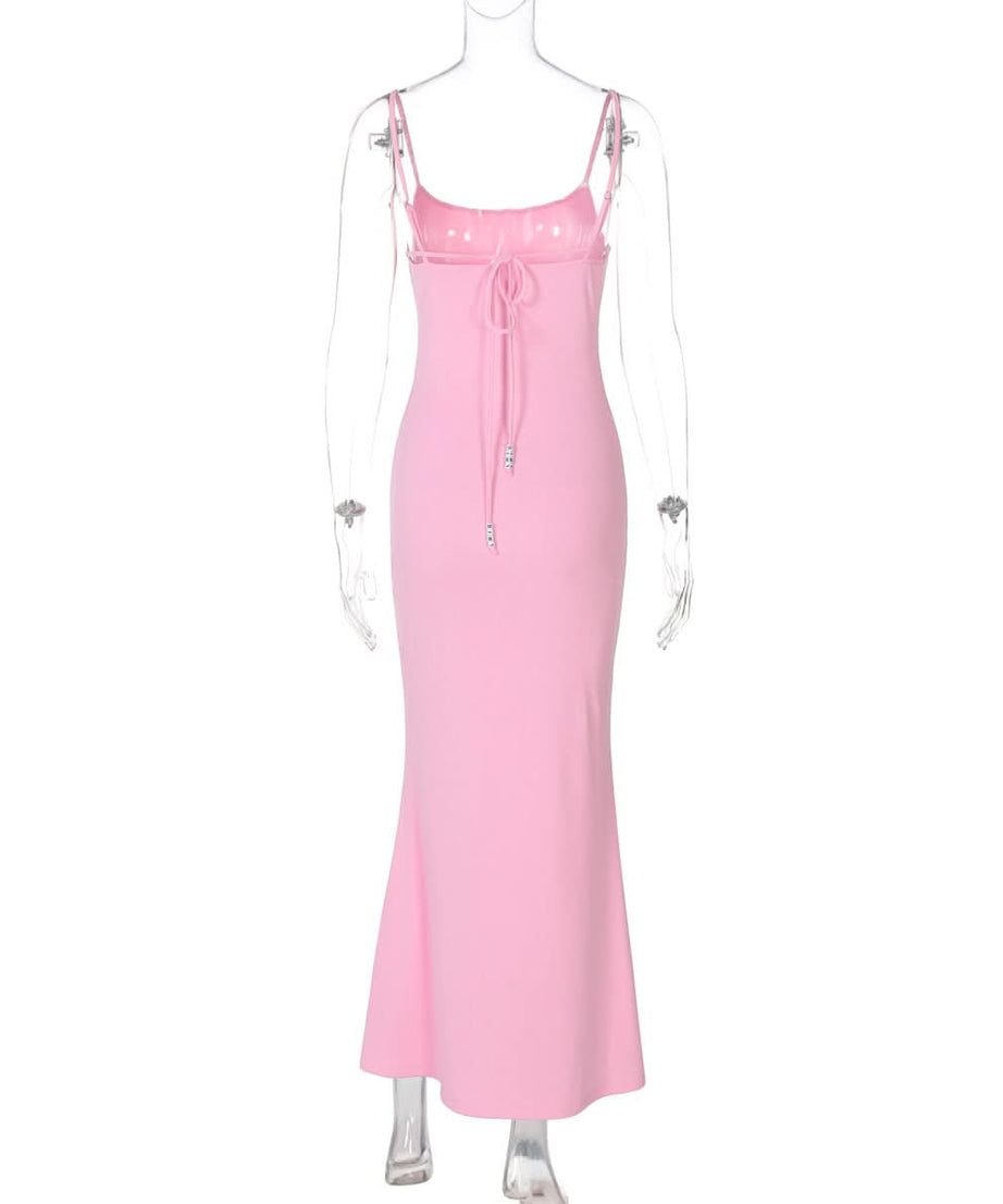 Stunning Blush Pink Backless Self-Tie Cami Maxi Dress - Perfect for Fall Events & Holiday Glam