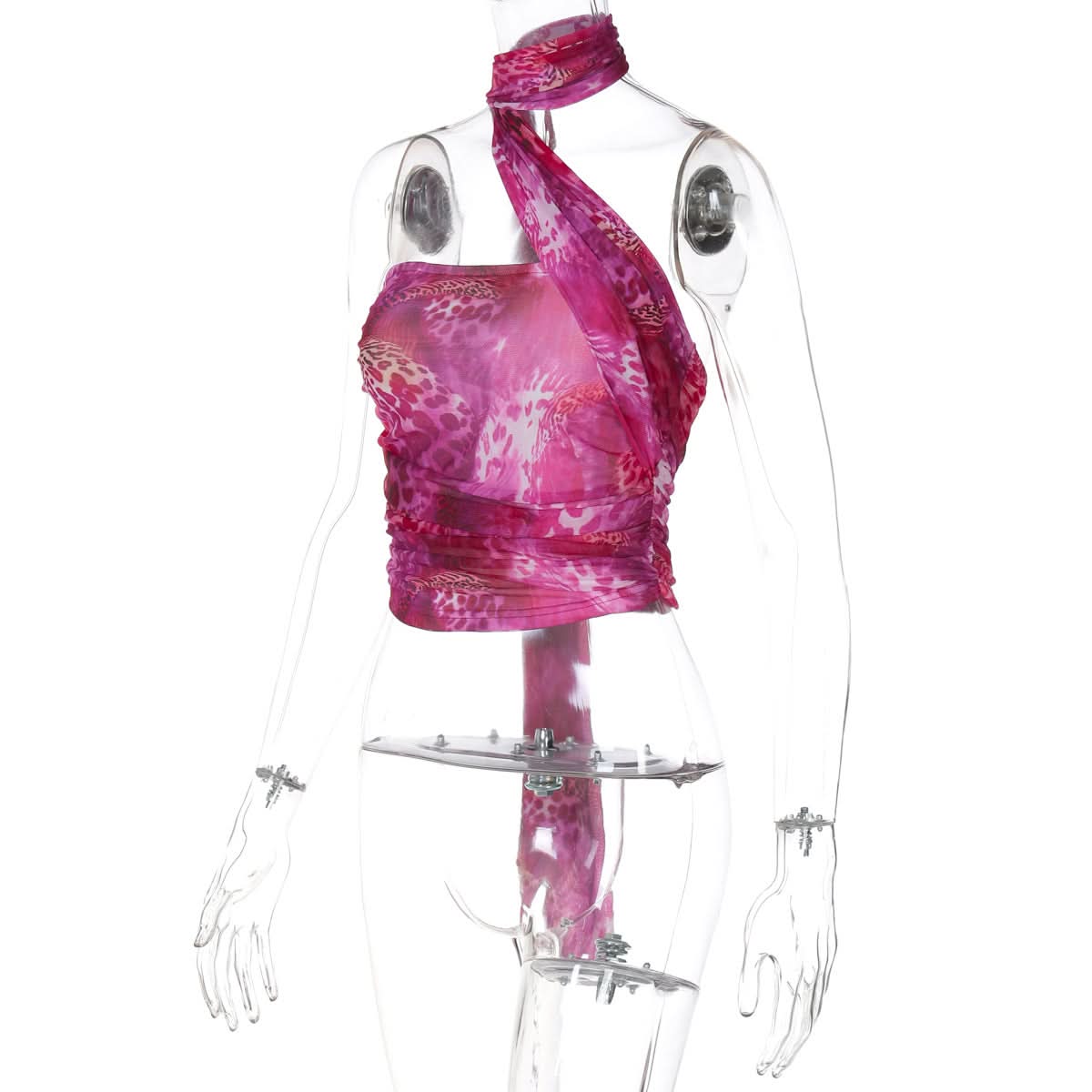 Electric Pink Leopard Halter Crop Top: Your Ultimate Statement for Fall Parties & Nights Out