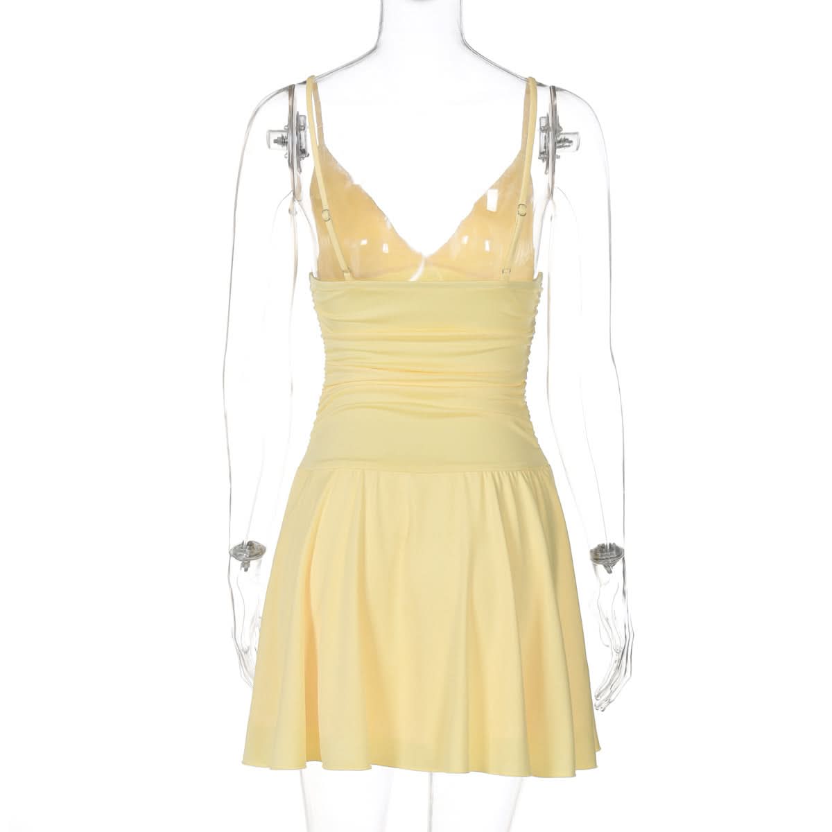 Chic Buttercup Yellow V-Neck Ruched Mini Dress - Resort Ready & Fall Getaway Essential