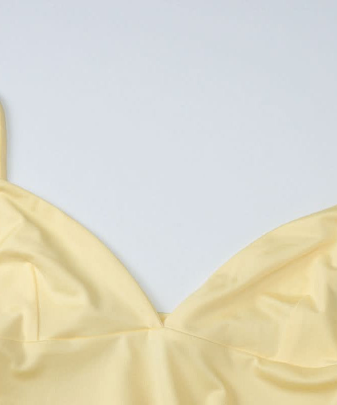 Chic Buttercup Yellow V-Neck Ruched Mini Dress - Resort Ready & Fall Getaway Essential