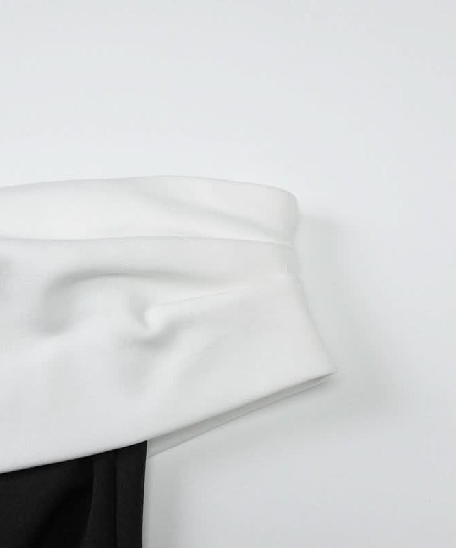 Glamourous Off-Shoulder Black & White Maxi Dress | Perfect for Holiday Parties & Galas