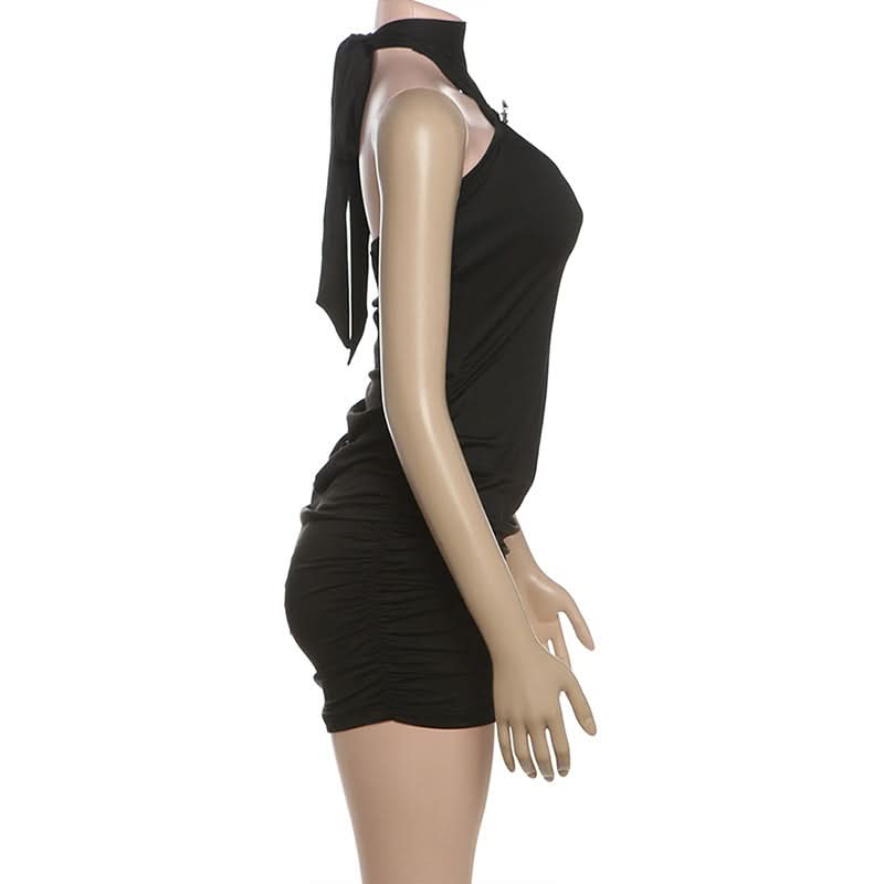 Dazzling Halter Ruched Mini Dress - Sparkle & Chic for Holiday Parties & Nights Out