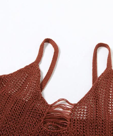 Terracotta Sheer Knit Maxi Dress - Daring Cut-Outs for Resort & Fall Escapes