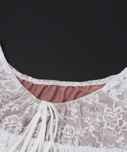 Dreamy White Lace Off-Shoulder Crop Top & Ruffle Mini Skirt Set | Vacation Ready