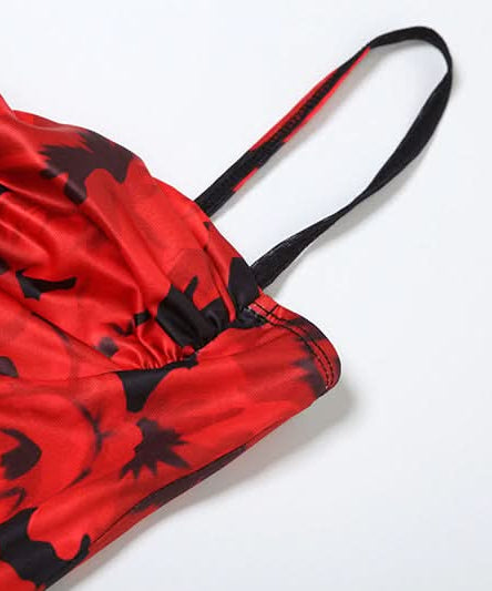 Dazzling Red Floral High-Low Ruffle Dress - Your Show-Stopping Fall & Holiday Party Essential