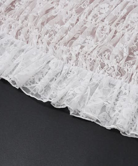 Dreamy White Lace Off-Shoulder Crop Top & Ruffle Mini Skirt Set | Vacation Ready