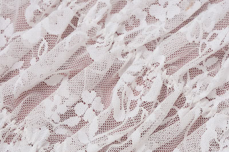 Dreamy White Lace Off-Shoulder Crop Top & Ruffle Mini Skirt Set | Vacation Ready