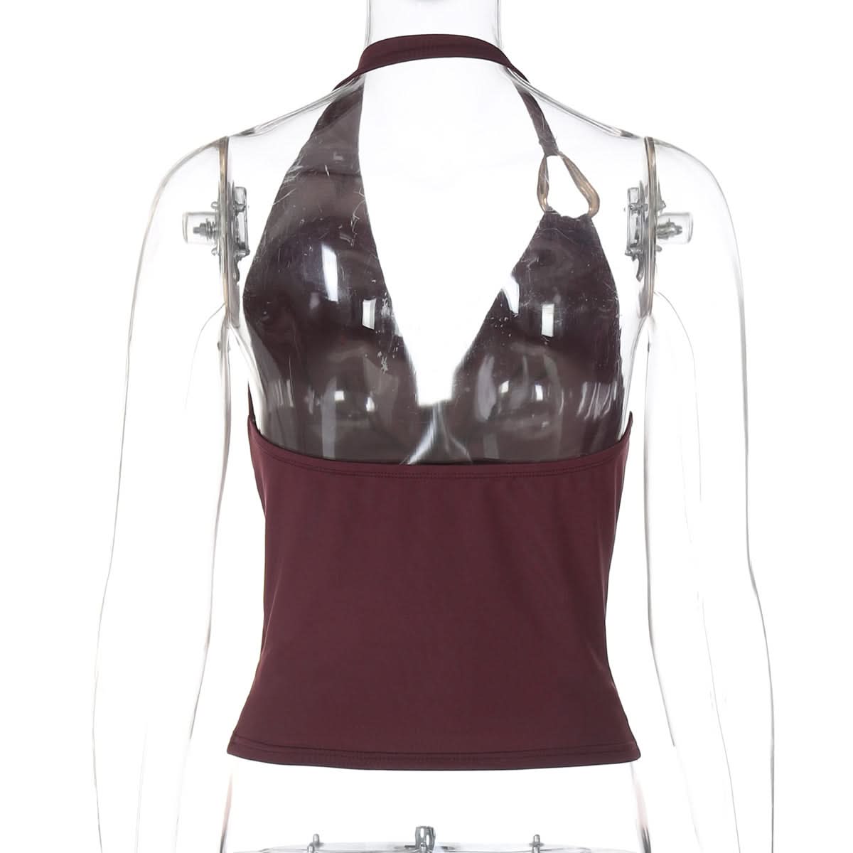 The Ultimate Fall & Holiday Halter: Burgundy Cowl Neck Top with Gold Ring Detail – Effortless Chic for Date Nights & Parties
