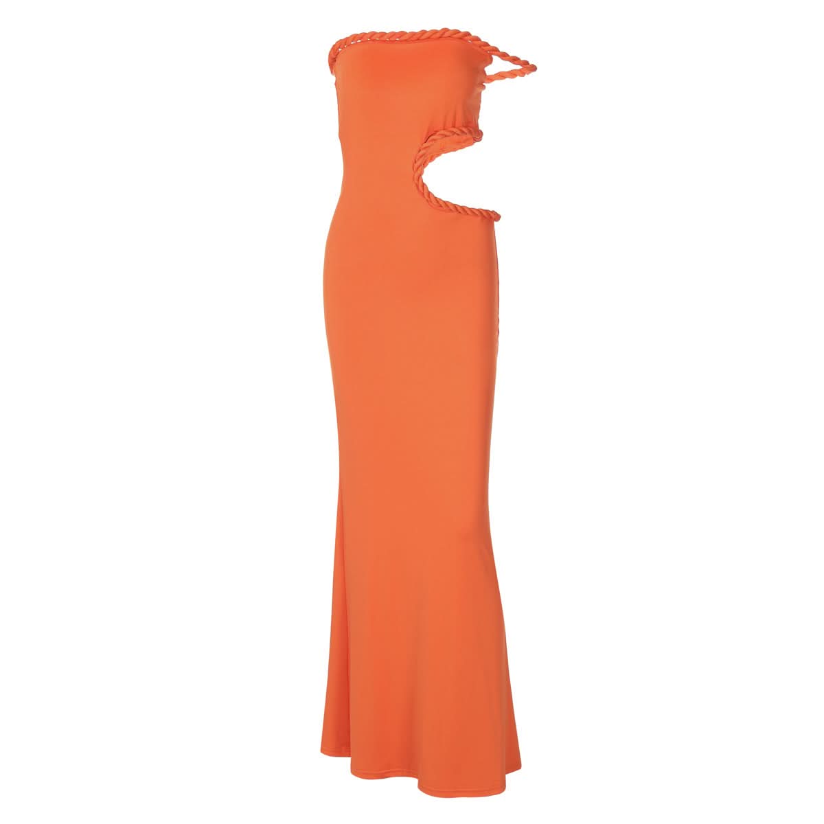Tangerine Dream: The Daring Side Cut-Out Maxi Dress with Rope Trim – Your Statement Piece for Fall Getaways & Holiday Parties