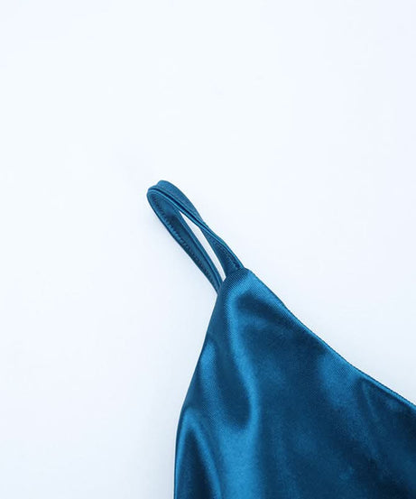 Glamorous Peacock Blue Satin Maxi Dress with Bow Detail | Holiday & Event Ready