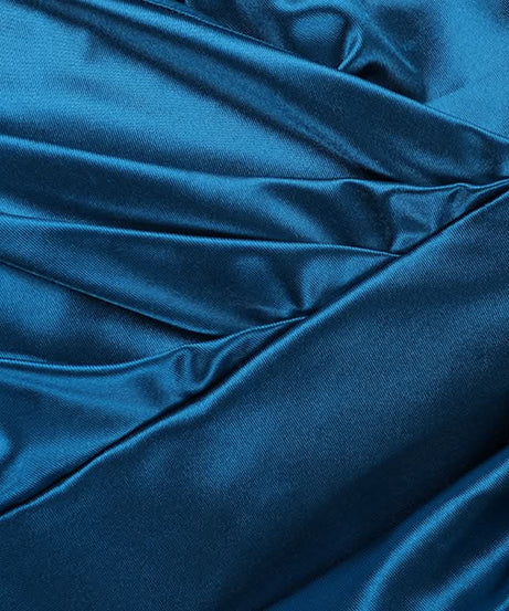 Glamorous Peacock Blue Satin Maxi Dress with Bow Detail | Holiday & Event Ready