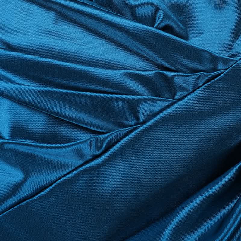 Glamorous Peacock Blue Satin Maxi Dress with Bow Detail | Holiday & Event Ready