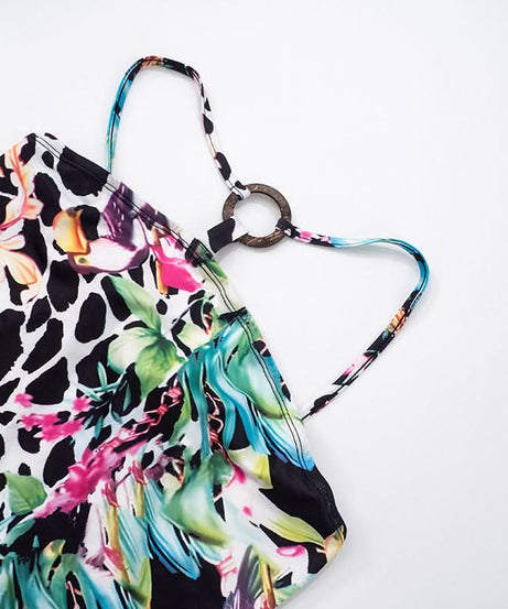 Tropical Oasis Mixed Print Tankini & Shorts Set - Chic Resort Wear for Winter Escapes