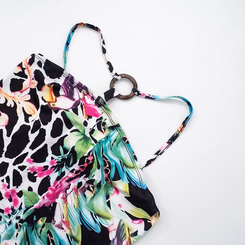 Tropical Oasis Mixed Print Tankini & Shorts Set - Chic Resort Wear for Winter Escapes